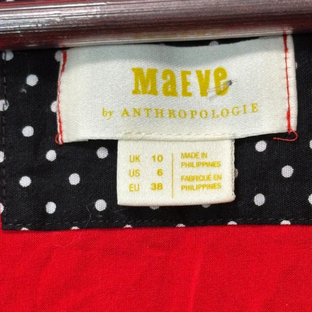 Maeve by Anthropologie Juliet Corset‎ Red Fit Flare Dress 6 Cottagecore Romantic